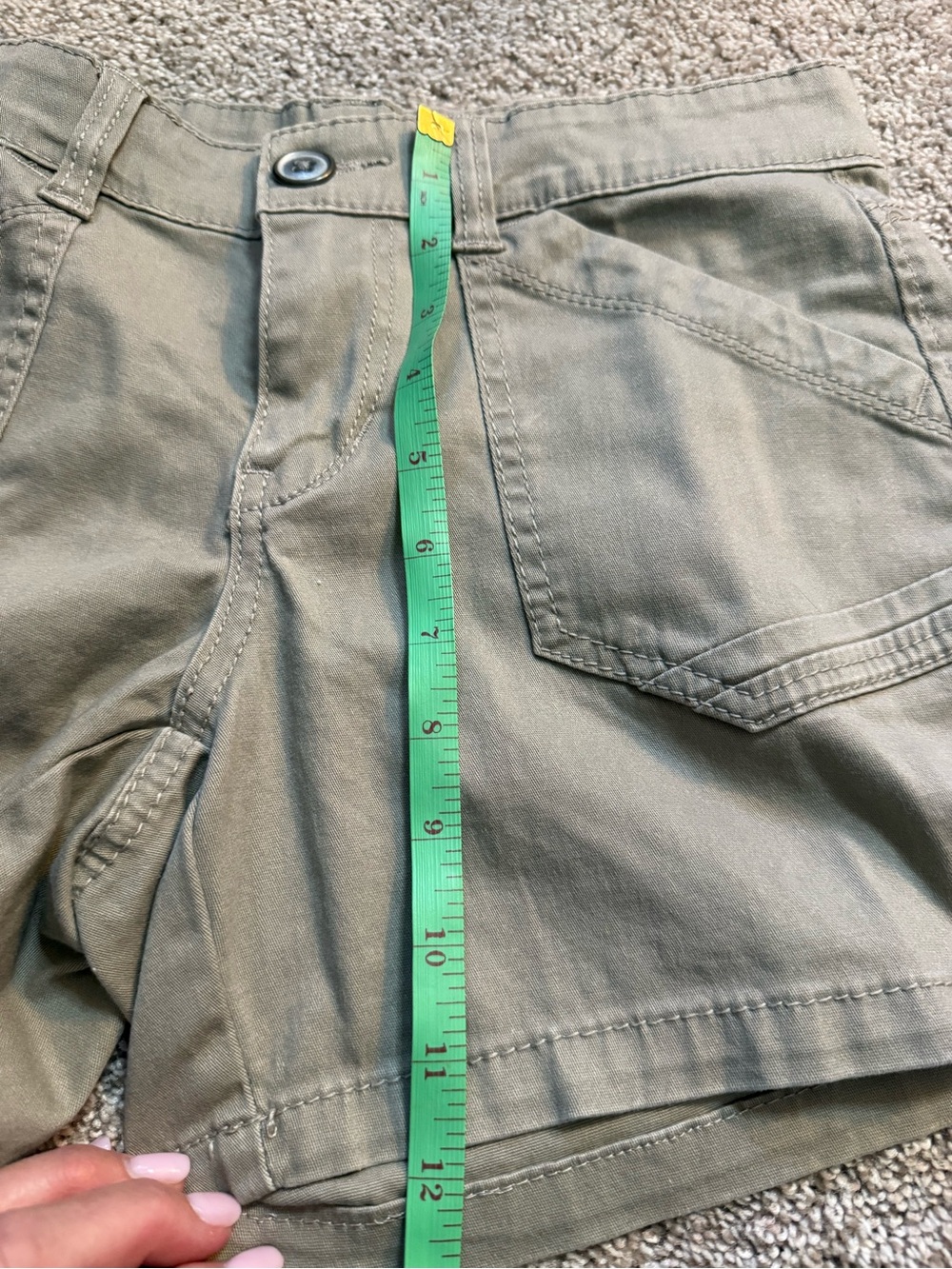 Women's Olive Green Casual Bermuda Shorts with Flap Pockets